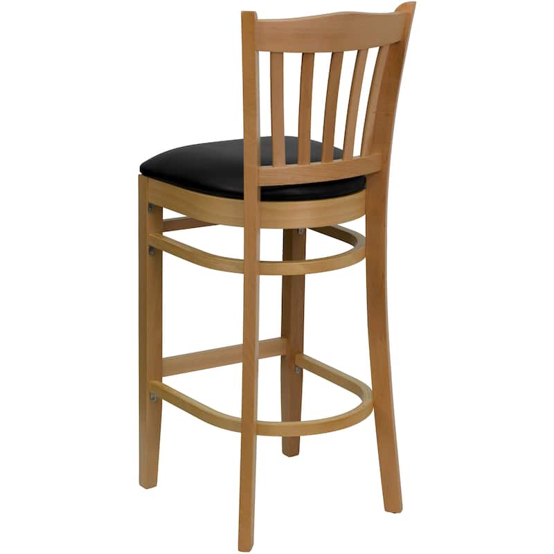 2Pk Vertical Slat Back Wood Restaurant Barstool - Hospitality Seating