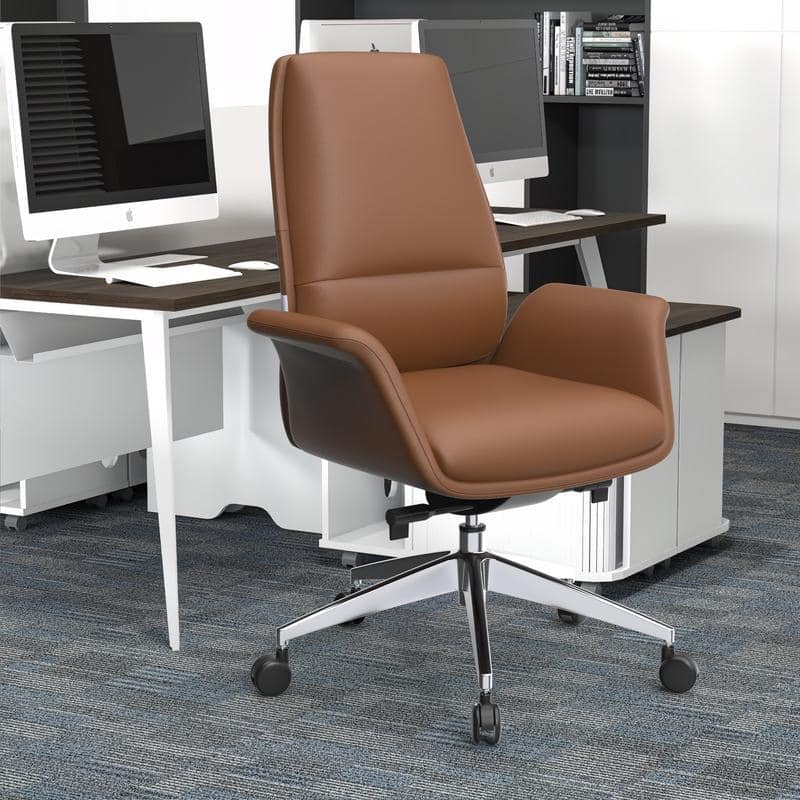 Summit Ergonomic Leather Office Chair with Durable Metal Frame, Adjustable Height, Swivel, Tilt, and Plush Cushion Support