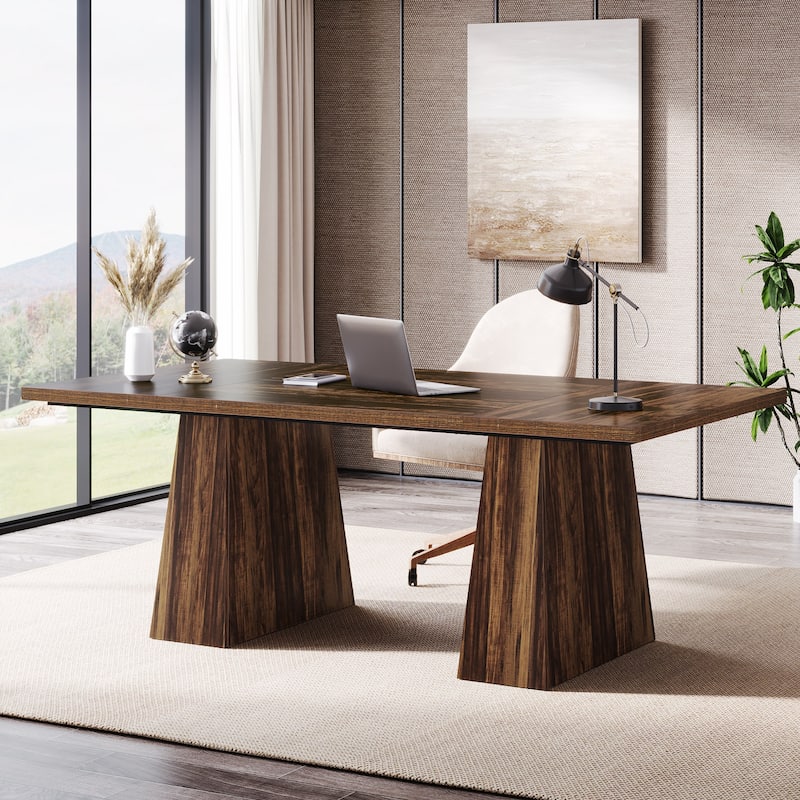 63 Inches Office Desk, Executive Desk for Home Office - Rustic Brown