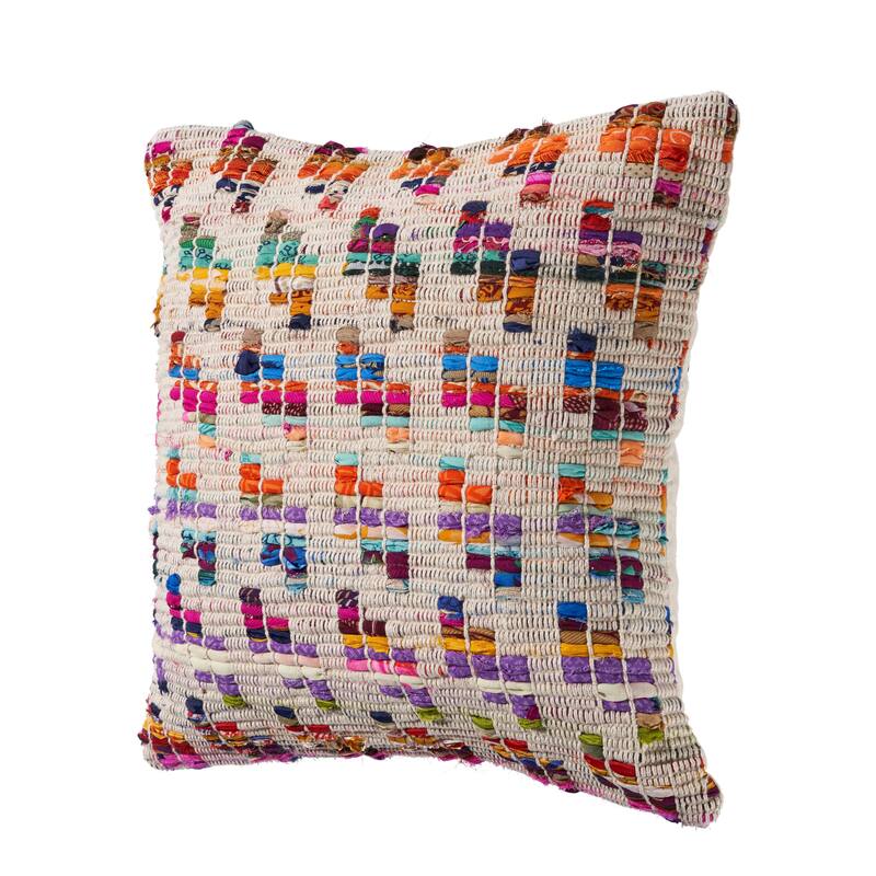 Sevita Eclectic Multicolored Chindi Throw Pillow