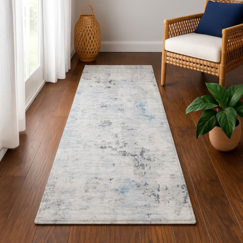 Premium Washable Super Soft Abstract Vintage Mayfield Rug - Sky - 2'3" x 7'6"