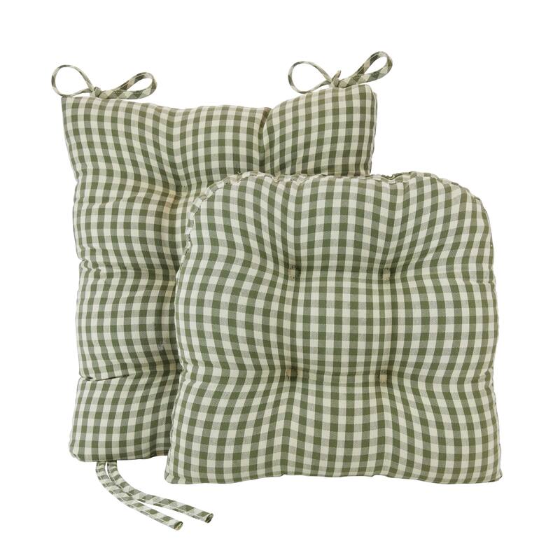 Gripper Gingham Rocking Chair Seat Cushion Set with Gripper Backing