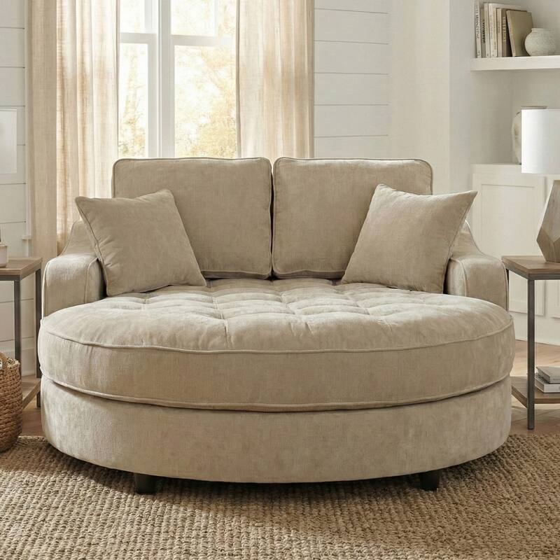 Christopher Knight Home - Modern Upholstered Chenille Fabric Sofa Bed with Tufted Seat and Detachable Pillows