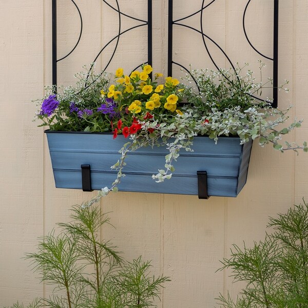Achla Designs Medium Galvanized Steel Flower Box Planter With Wall