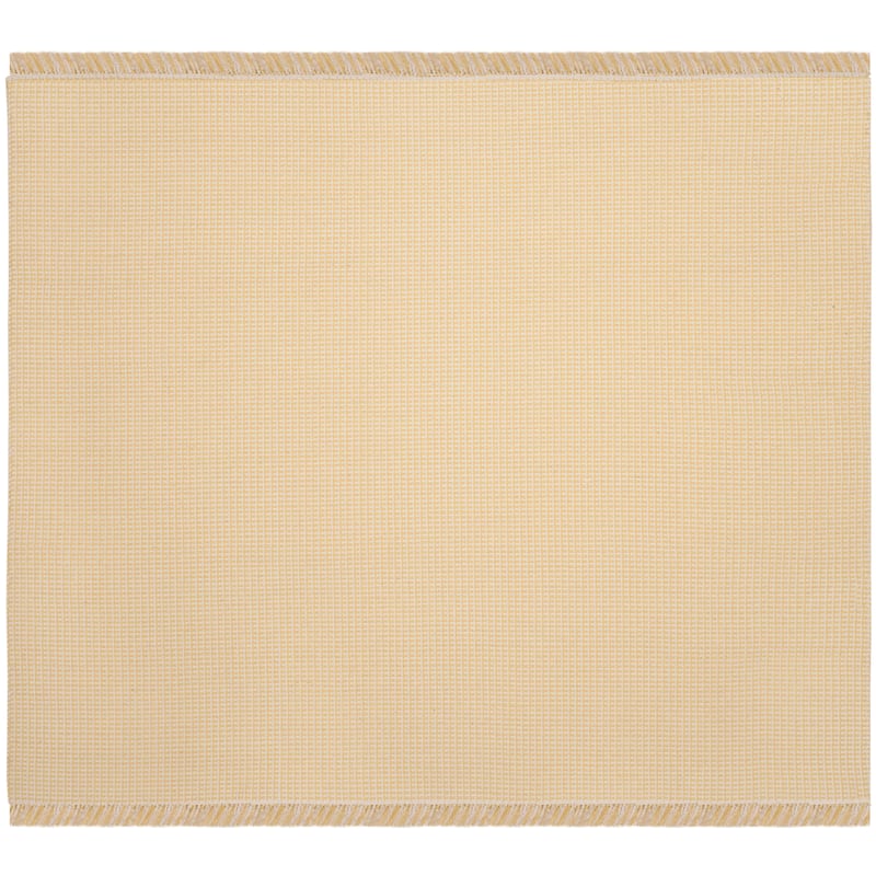SAFAVIEH, Handmade Montauk Cliff Stripe Flatweave Cotton Fringe Rug - 6' Square - Ivory/Yellow
