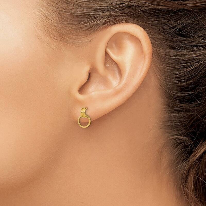 Curata 14k Yellow Gold 10.75x7.25mm Dangle Circle Post Earrings