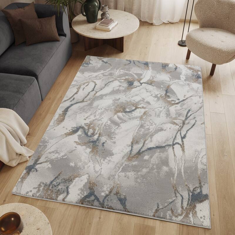 Gray 5 ft. 3 in. x 7 ft. 3 in. Luxury Area Rug, 0.43 Pile Height – Sophisticated Warmth for Any Room - 6' x 7'