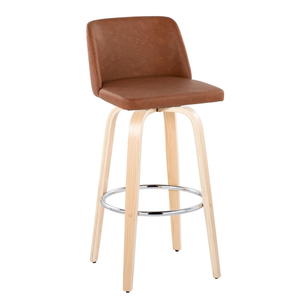 Carson Carrington Vallberga 30" Fixed-Height Bar Stool with Natural Wood Base (Set of 2)