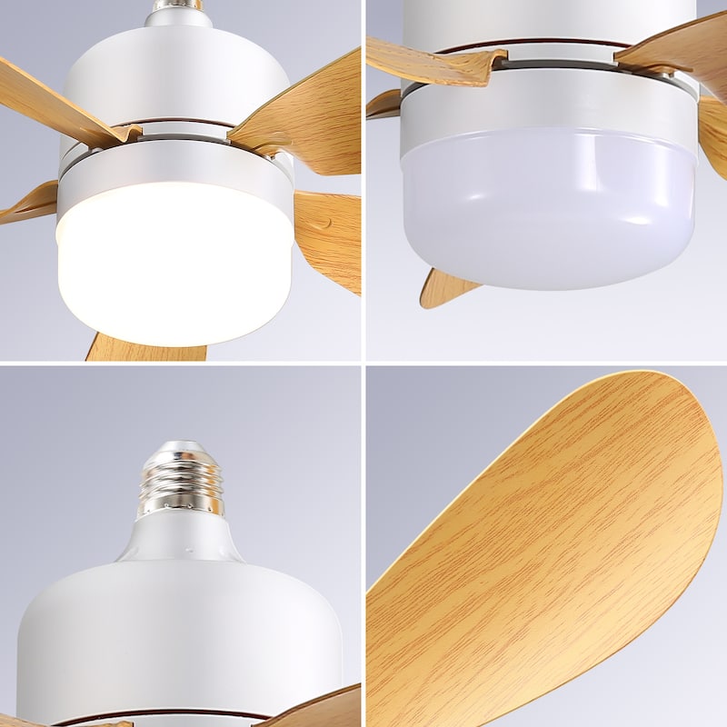 16 Inch Socket Fan Light Plug in Dimmable LED Ceiling Fans with Lights and Remote for Bedroom - 16 inches