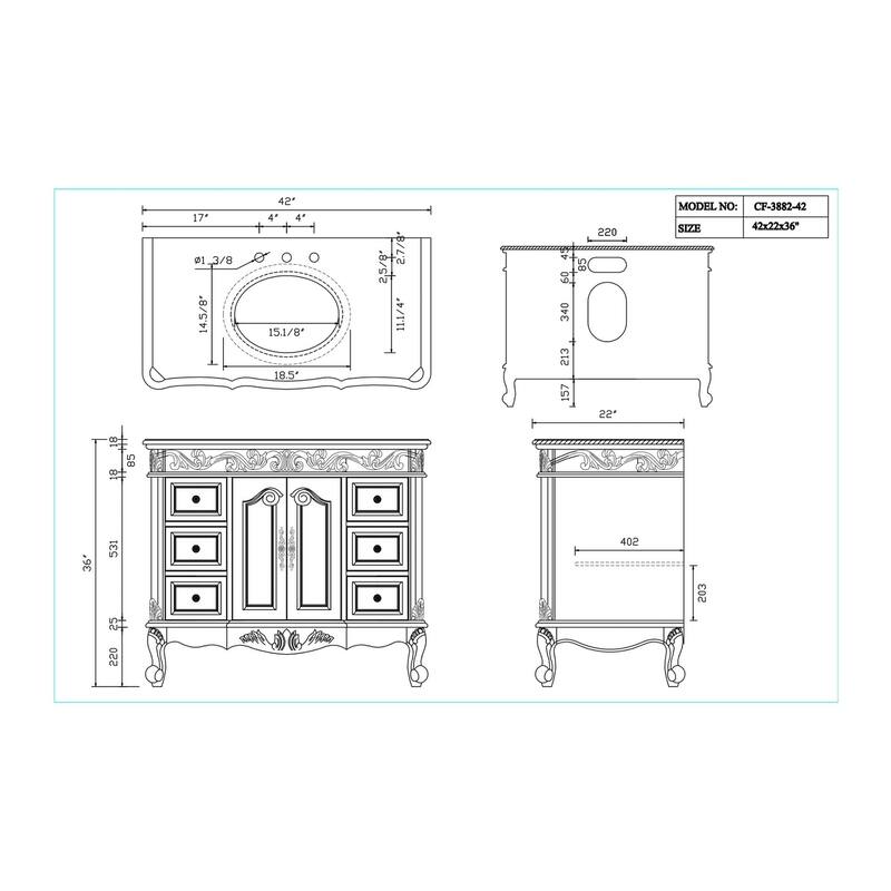 42" Benton Collection Antique White Beckham Bathroom Sink Vanity