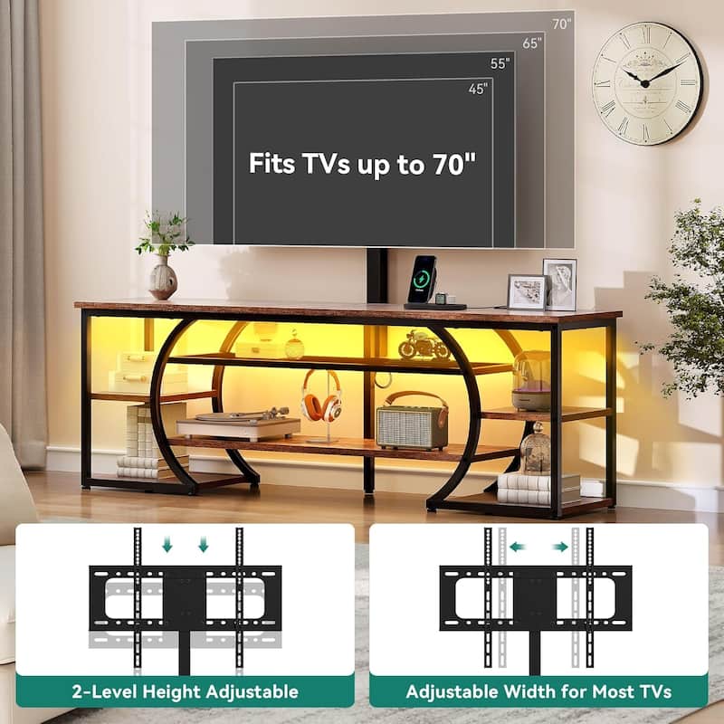 Moasis Industrial TV Stand Media Console with Mount and Storage Shelves for TV up to 70 Inches