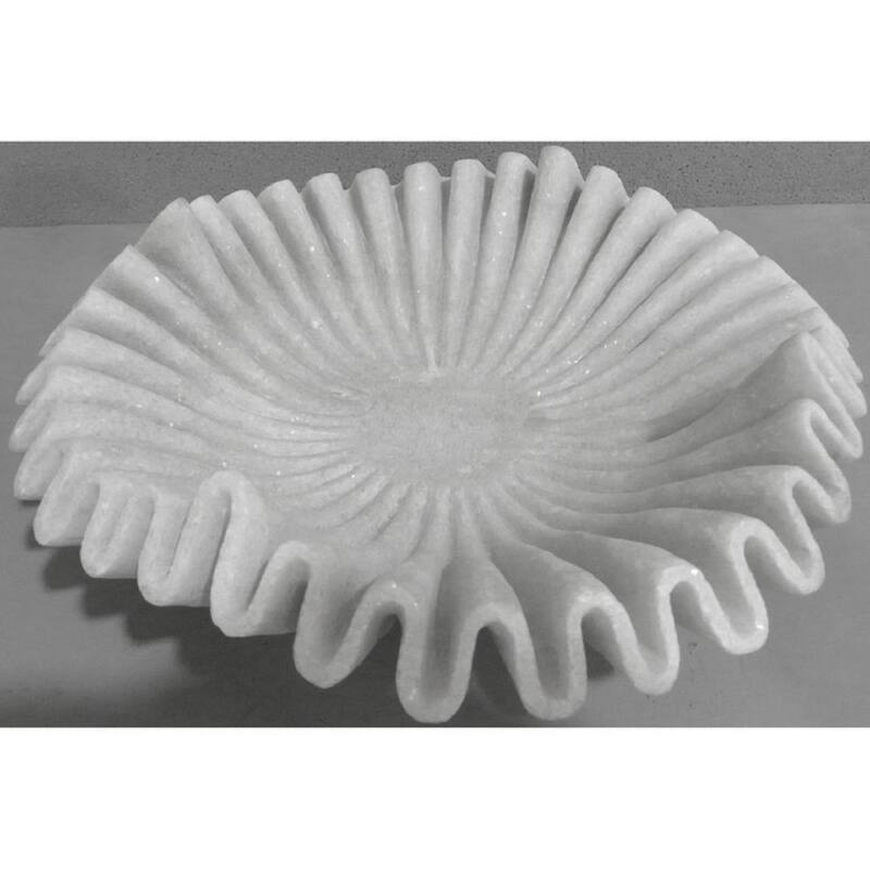 Artissance White Marble Curly Bowl, 12 Inch Long