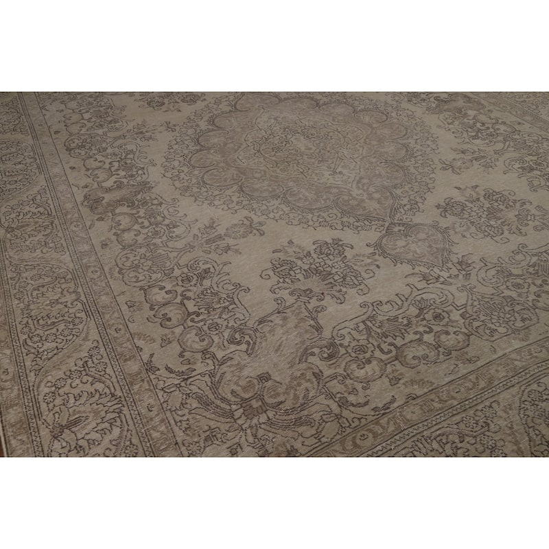 Tabriz Persian Vintage Rug Hand-Knotted Traditional Wool Carpet - 9'6" x 12'4"