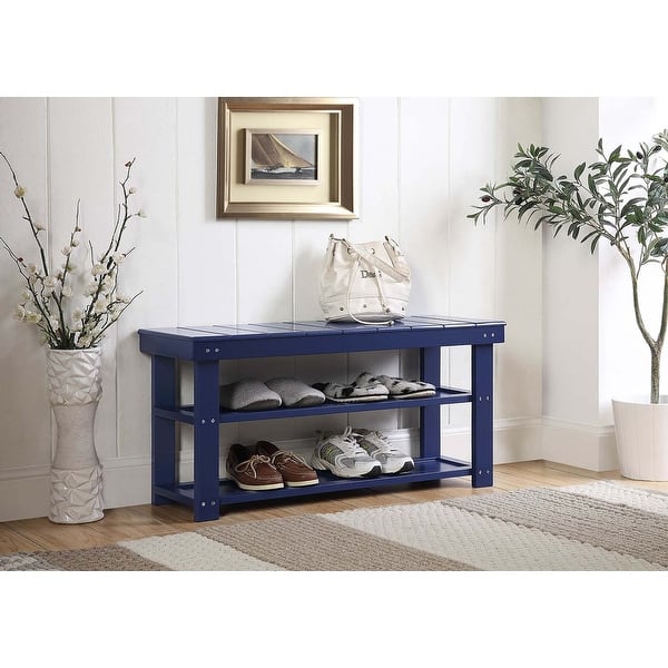 slide 2 of 9, Convenience Concepts Oxford Utility Mudroom Bench with Shelves Cobalt Blue