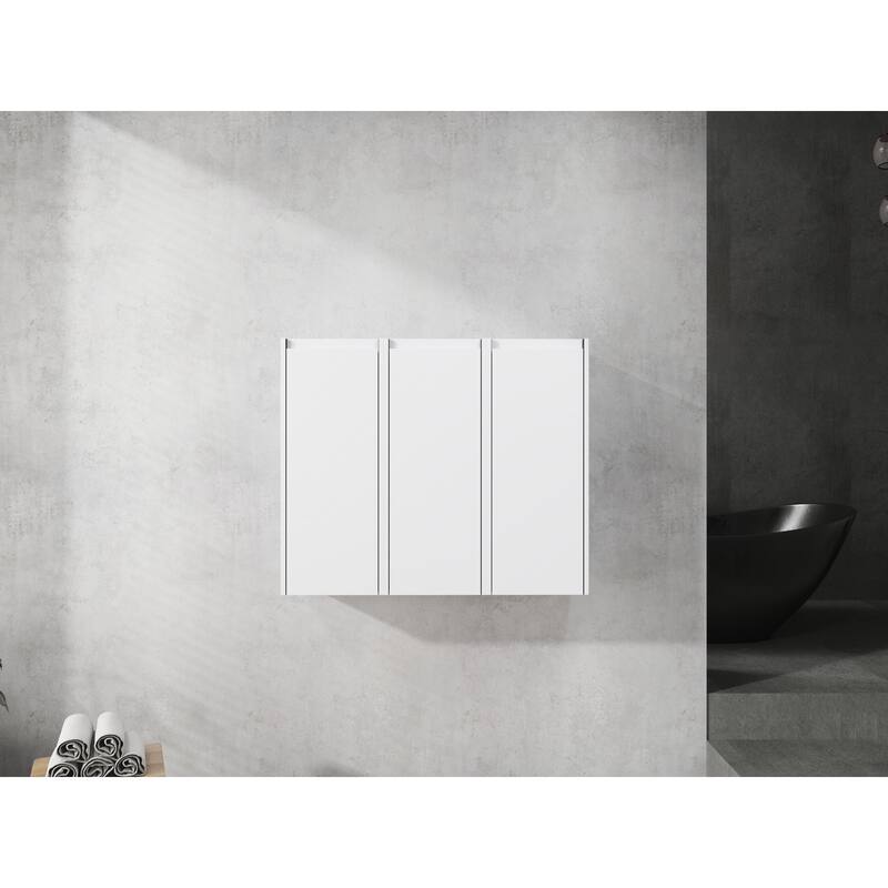 Modern Wall-Mounted Bathroom Side Cabinet with Soft-Close Doors, Floating Design, 6 Storage Compartments, 12-Inch Width