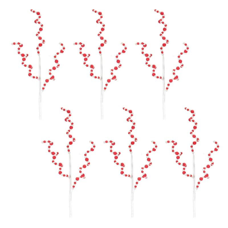 6 Piece Set Bead Swirl Artificial Christmas Sprays 22"