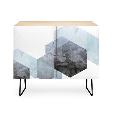 Deny Designs Neutral Marble Geometry Credenza
