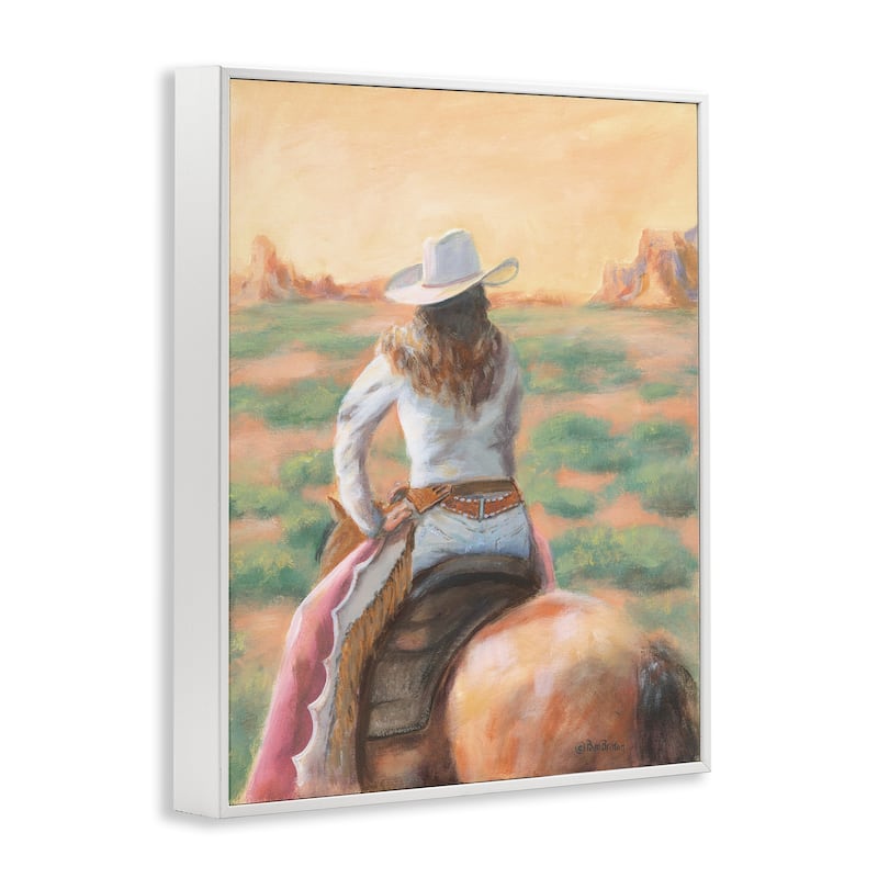 Stupell Cowgirl Atop Country Horse Framed Giclee Art Design By Pam Britton
