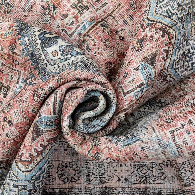 Well Woven Lotus Menda Vintage Medallion Machine Washable Area Rug