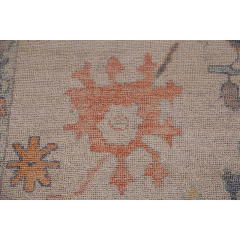 Hand Knotted Oriental 100% Wool Carpet Transitional All-Over Beige & Ivories Oushak Area Rug - 12' 5'' X 8' 9''