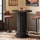 preview thumbnail 4 of 6, 39.4 Inches Wood Round Bar Table, Bistro Pub Table with Metal Ring Footrest