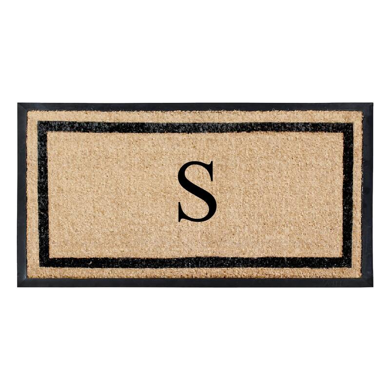 A1HC Rubber and Coir Heavy Weight large Outdoor Durable Monogrammed Doormat 24"X48", Beige - S_
