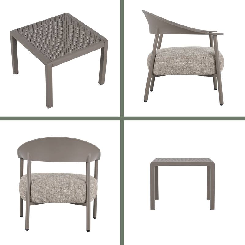 BNK Modern Furniture Set With Seat Cushions and PP & Steel Frame, 2 Accent Chairs and 1 Coffee Table
