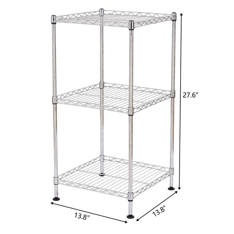 Black 3-Tier Black Wire Shelving Tower