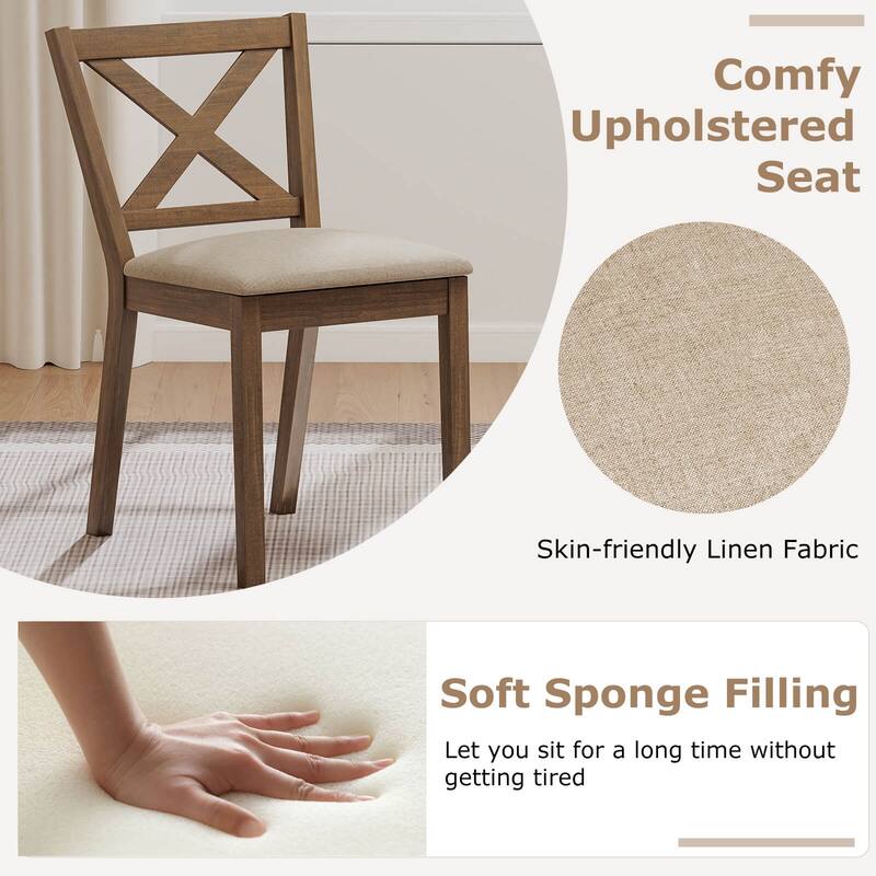 Costway Dining Chair Set of 2/4 Upholstered Seat & Breathable X-shaped