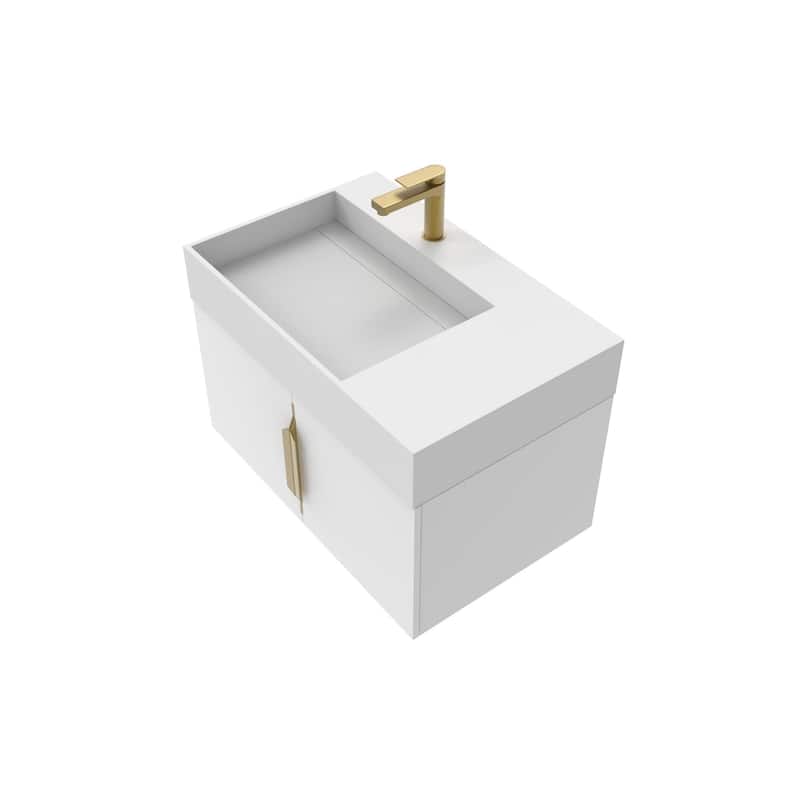 Amazon 30" Wall Mounted Bathroom Left Basin Vanity Set w/ White Top