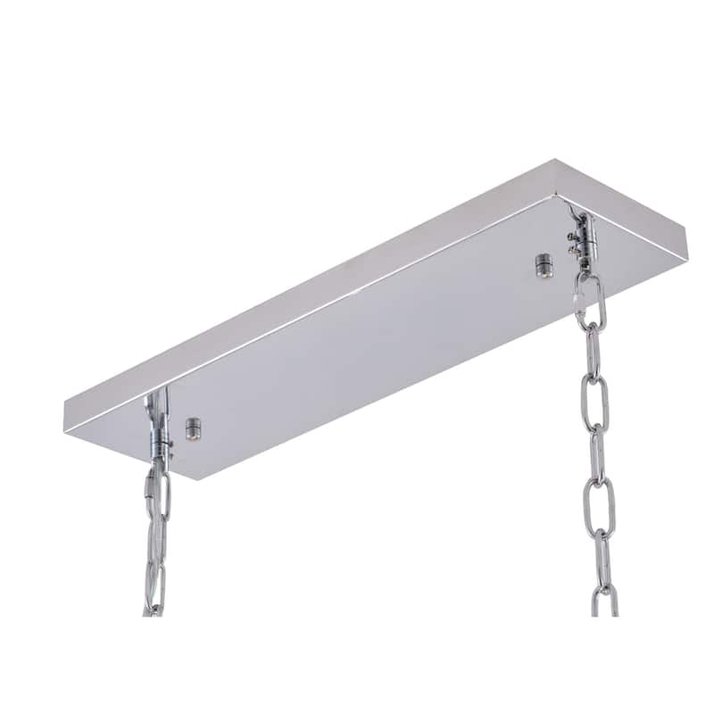 12-Light Chrome Metal Chandelier With Clear Crystal