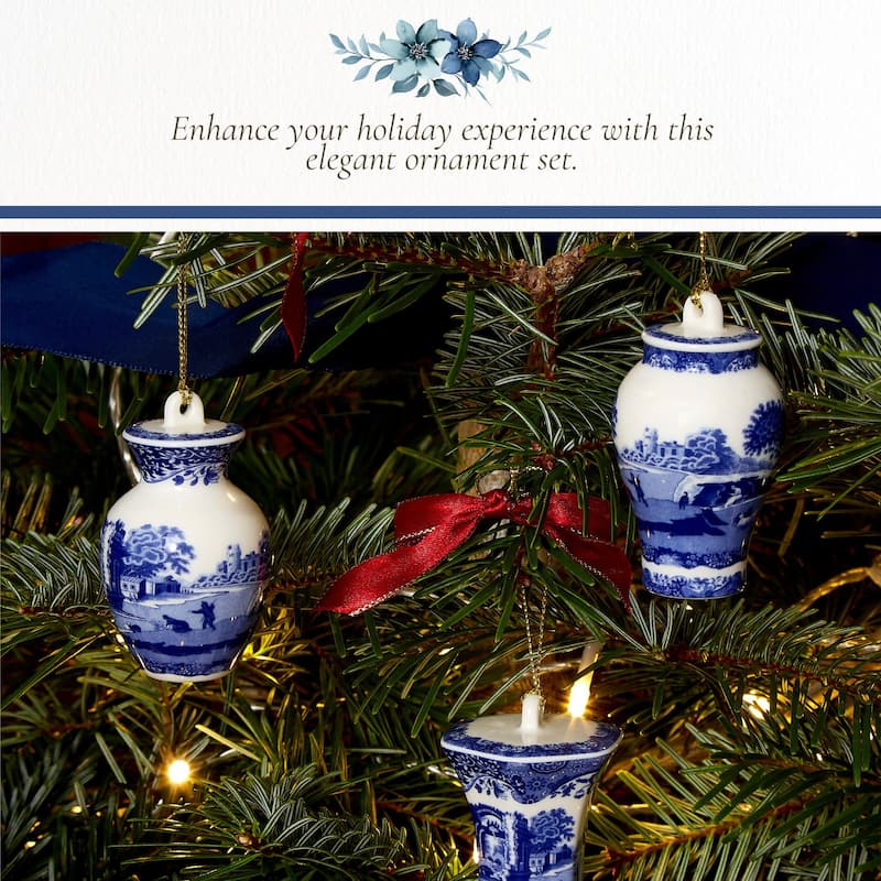 Spode Set of 3 Blue Italian Mini Urn Ornaments