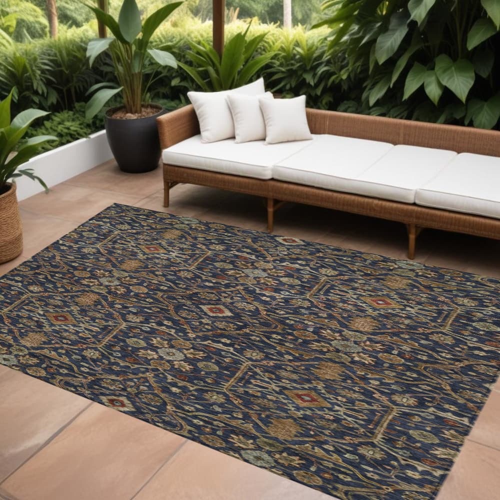 HomeRoots Floral Transitional Rectangle Outdoor Rug