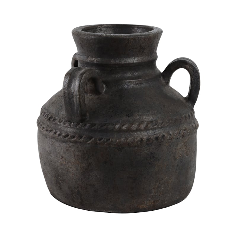 Terracotta Vase Rustic Textured Design Double Handles for Modern Space