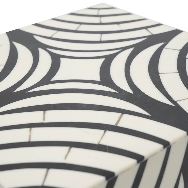Lidded Square Storage Boxes - 8" - Black and White - Set of 2