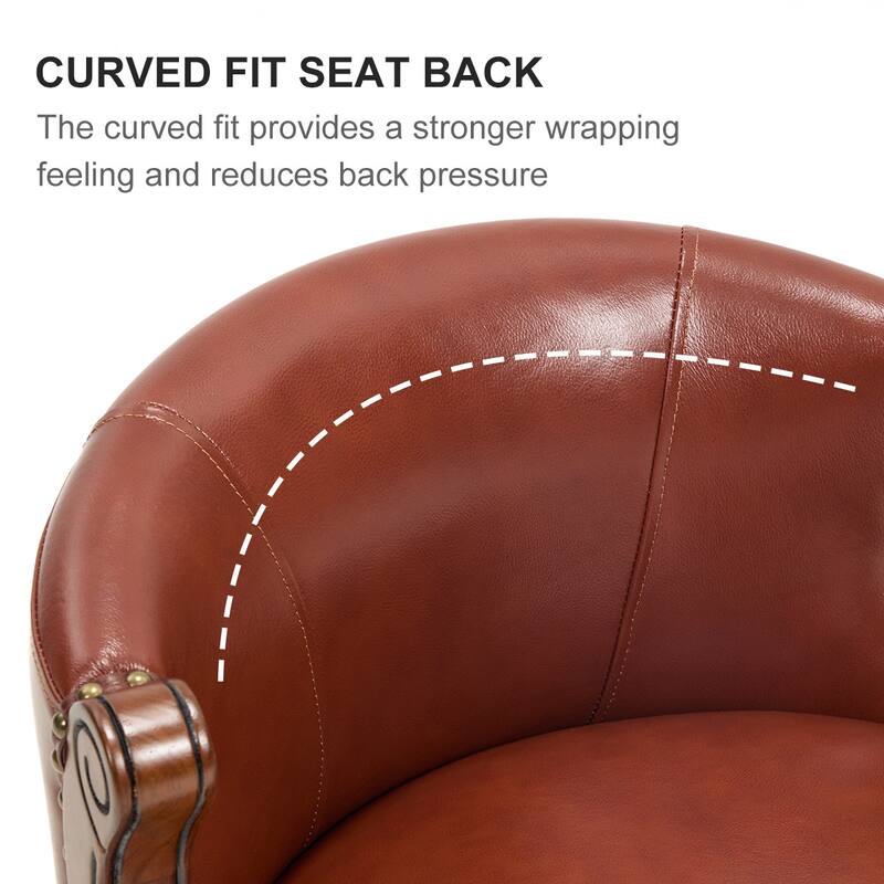 Cow top Leather Wooden Bar Stools, 360 Degree Swivel Bar Chair with Backs, Bar height Couner Height Barstools (1pc)