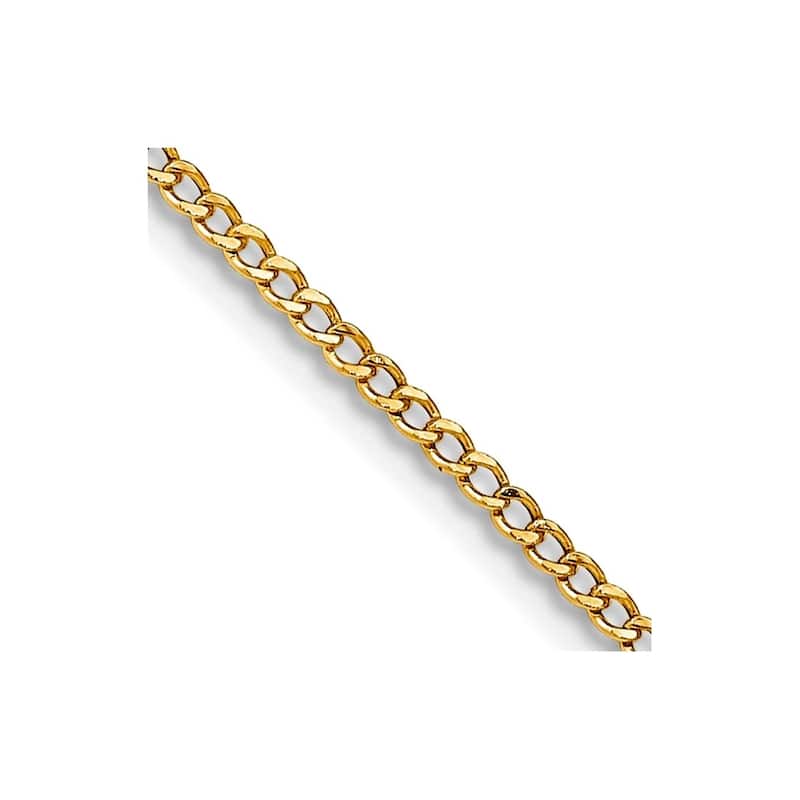 Curata 14k Yellow Gold 1.85mm Semi-solid Curb Link Chain Necklace Options 16 18 20 22 24 28