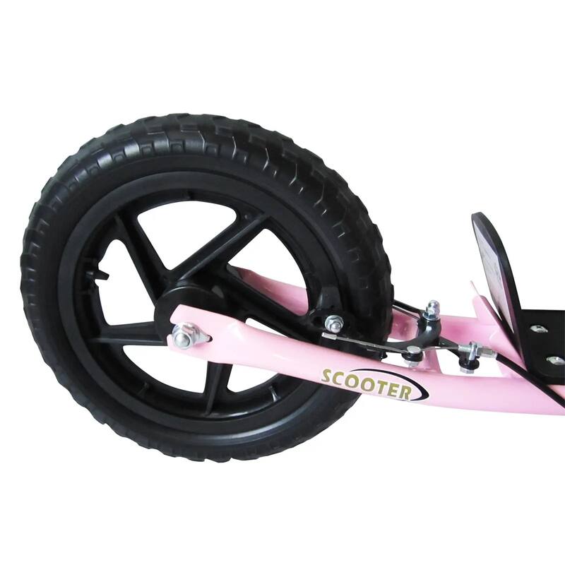 Kids Kick Scooter Adjustable Height Non-Slip Footplate 12" Wheels - 31.7" L x 13.7" W x 31.5"