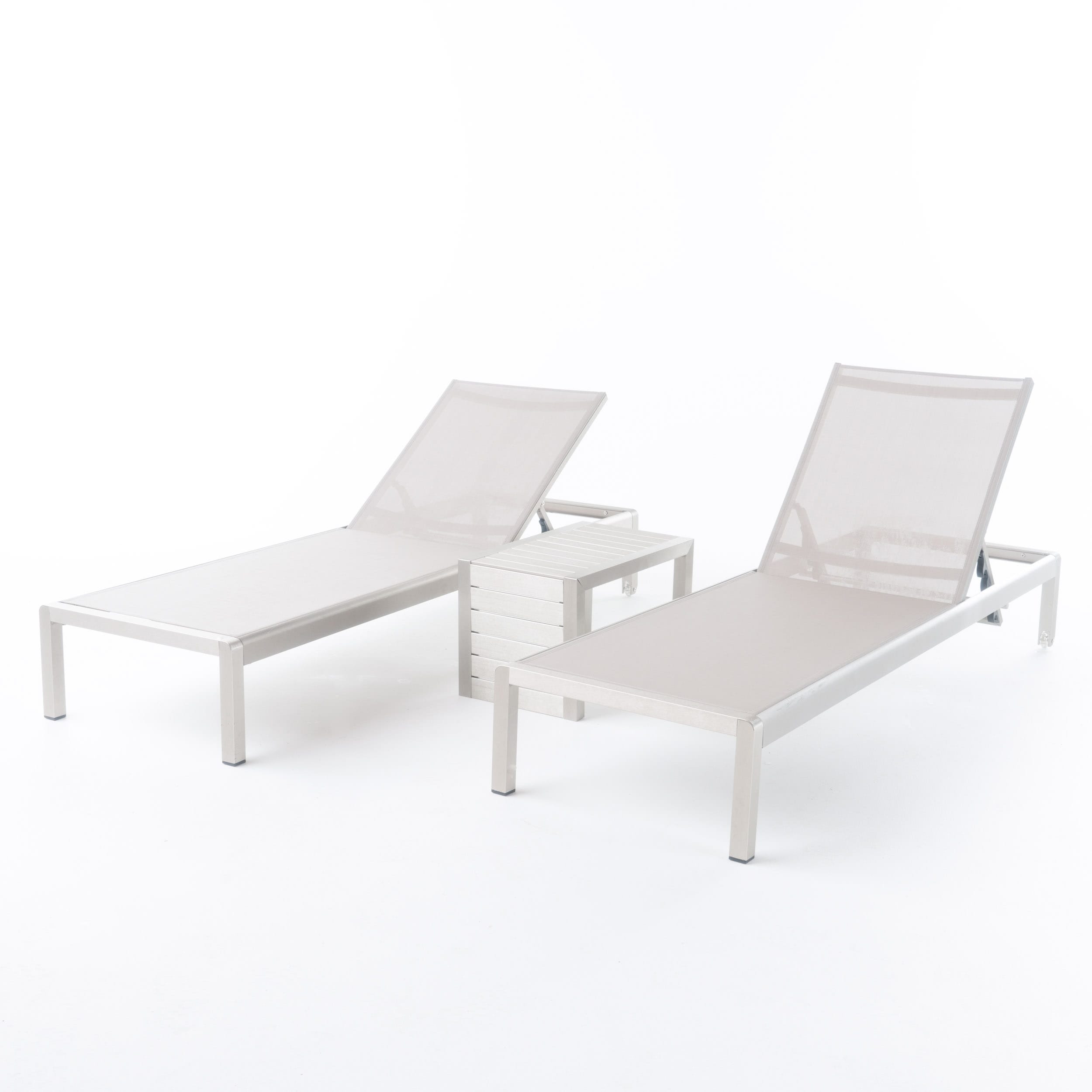 Cape Coral 3-Piece Outdoor Chaise Lounge Set with Mesh & Aluminum Frame  -image