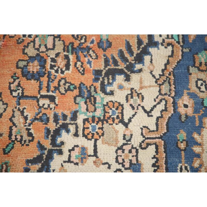Hand Knotted Oriental 100% Wool Carpet Traditional Floral Oranges & Rust Hamedan Area Rug - 8' 8'' X 5' 9''