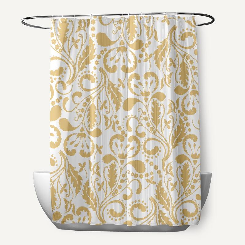Aurora Floral Print Shower Curtain - Yellow