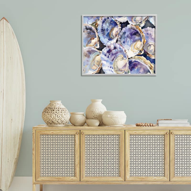 Stupell Maritime Clams & Oysters Framed Giclee Art Design By Heidi Kuntz