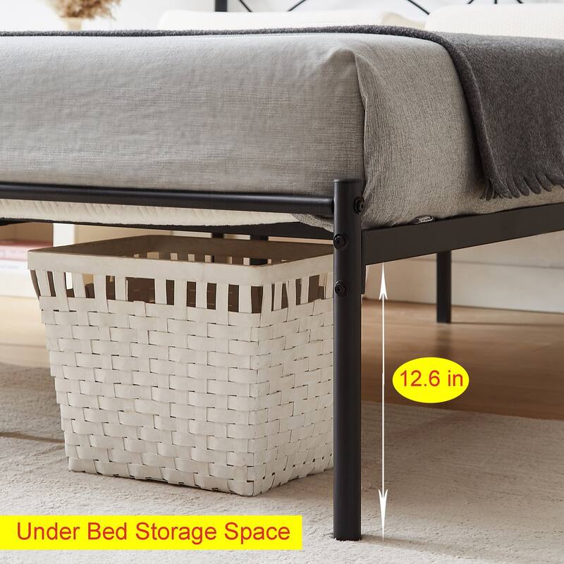 Javlergo Metal Platform Bed Frame with Elegant Headboard, Heavy Duty Steel Slats Support/No Box Spring Needed
