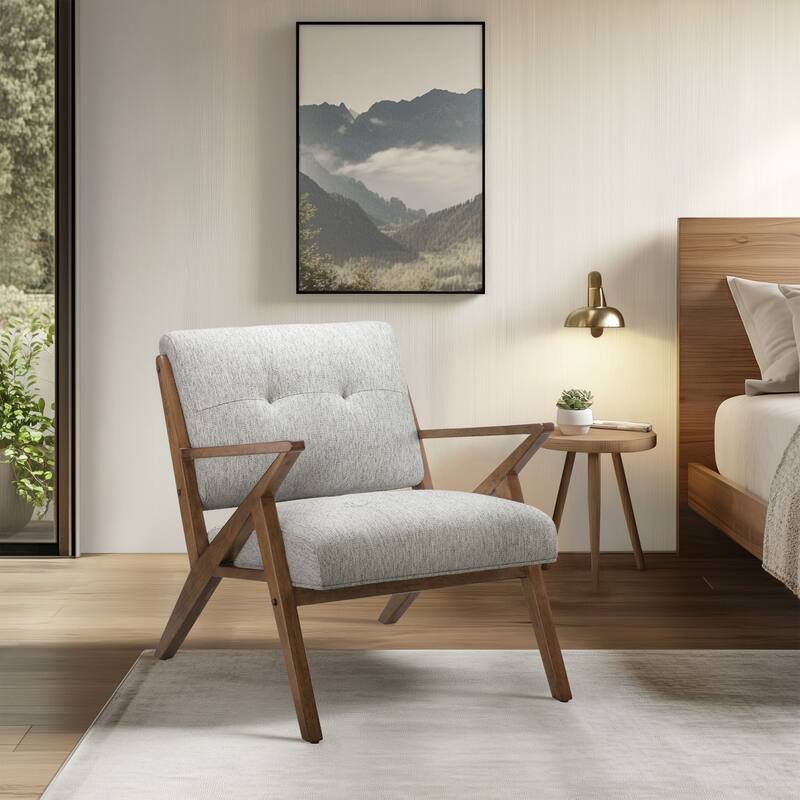 INK IVY Rocket Upholstered Arm Chair with Angled Wood Frame - Light Grey