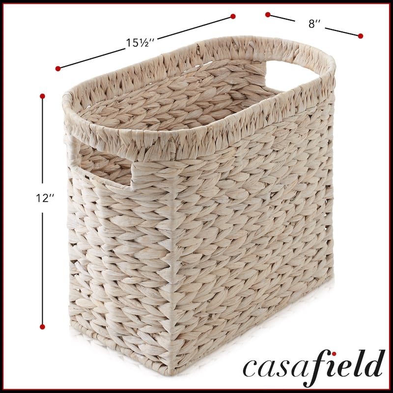 Magazine Holder Storage Basket Bin with Handles Seagrass Hyacinth