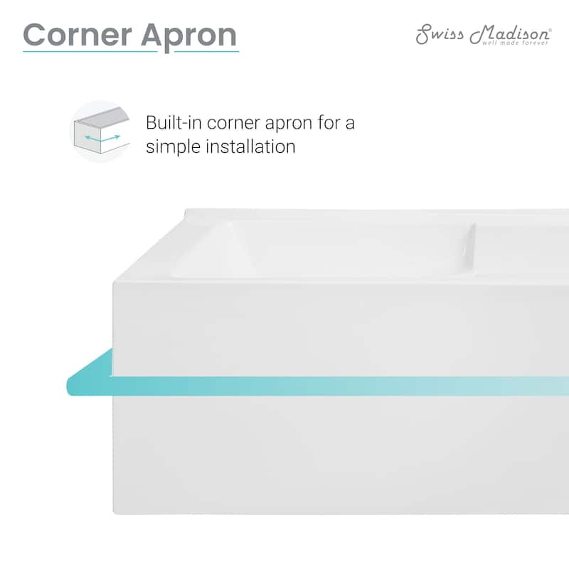 Claire 60" x 32" Left-Hand Drain Drain Alcove Tub with Corner Apron