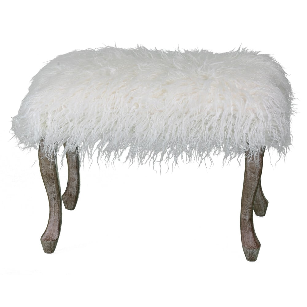 Silver Orchid Martens White Faux Fur Bench