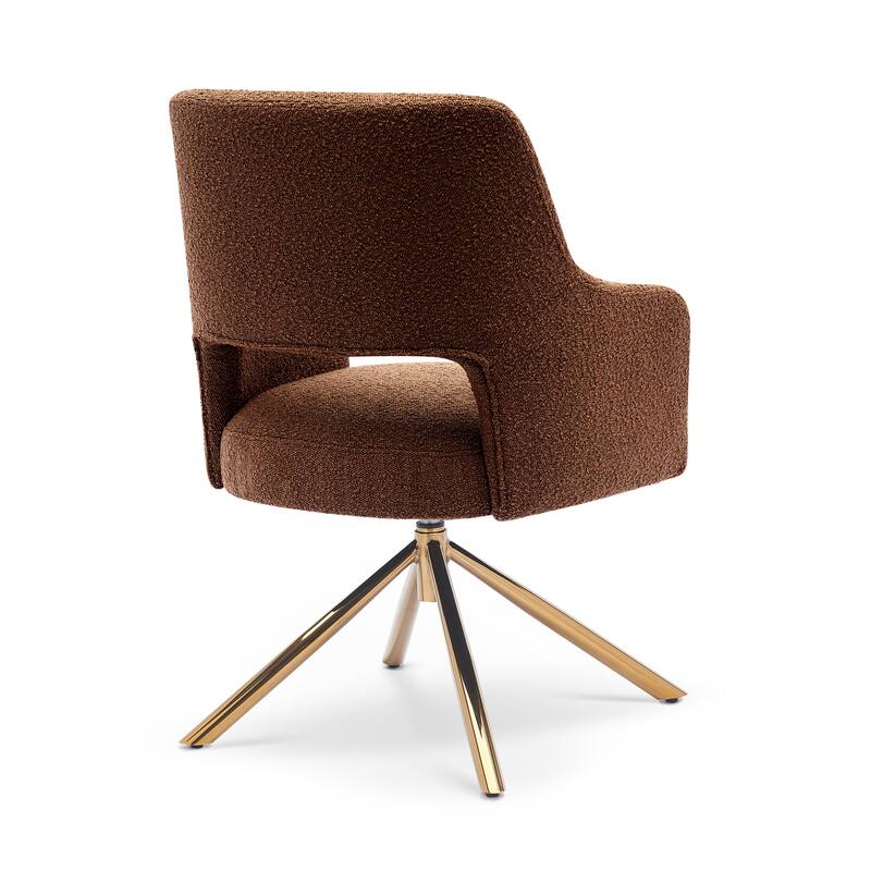 Boucle Polyester Upholstered Swivel Accent Chair - Stain Resistant
