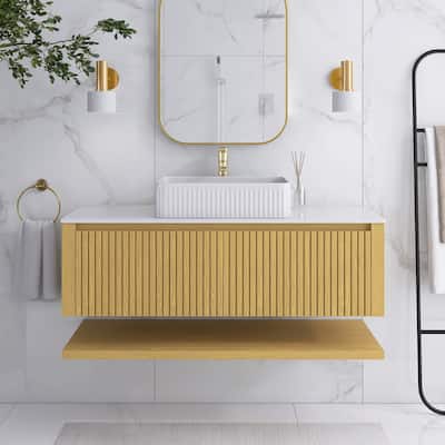 48" Wall-Mounted Bathroom Vanity with Ceramic Sink - 47.64'' x 18.9'' x 20.2''