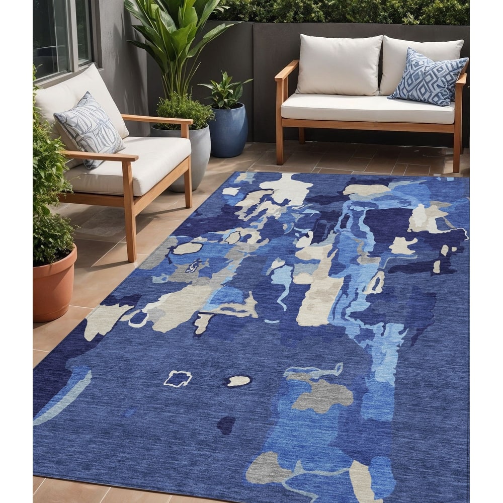 HomeRoots Abstract Transitional Rectangle Outdoor Rug
